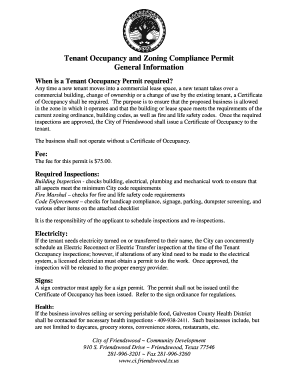 Tenant Occupancy and Zoning Compliance Permit