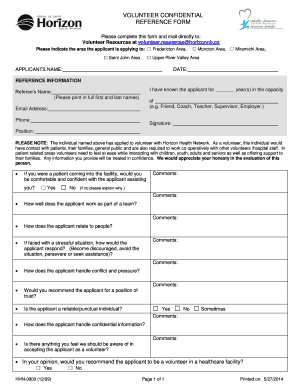 Volunteer Reference Form