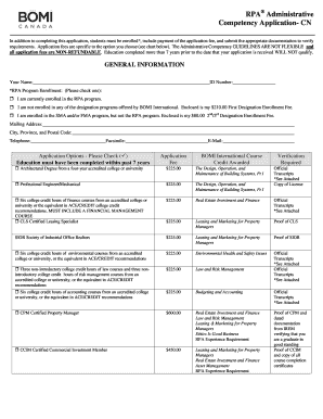 RPA Administrative Competency Application