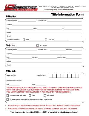 Title Information Form