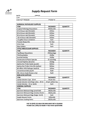 Surgical Pathology Supplies Request Form