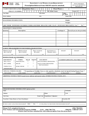 Health Canada Wheelchair Requisition Form