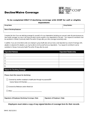 Decline/Waive Coverage Form