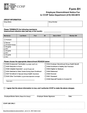 Employee Disenrollment Notice Form