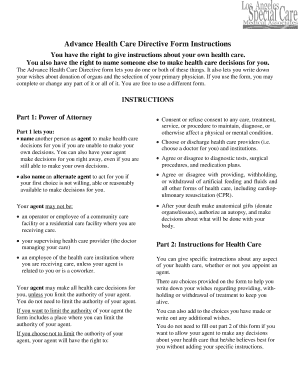 Advance Health Care Directive Form