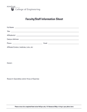 FacultyStaff Information Sheet