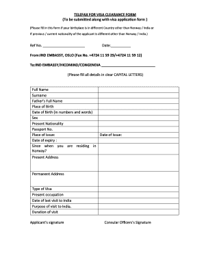 Visa Clearance Form
