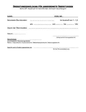 Überstundenmeldung für angeordnete Überstunden