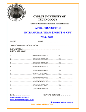 Sports participation forms - cut ac