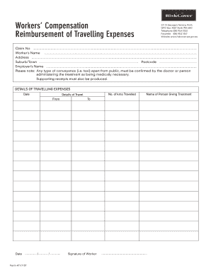 Workers' Compensation Travel Expense Reimbursement Form