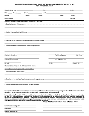 Request for Accommodations Under Section 504