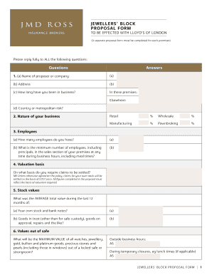 Jewellers' Block Proposal Form