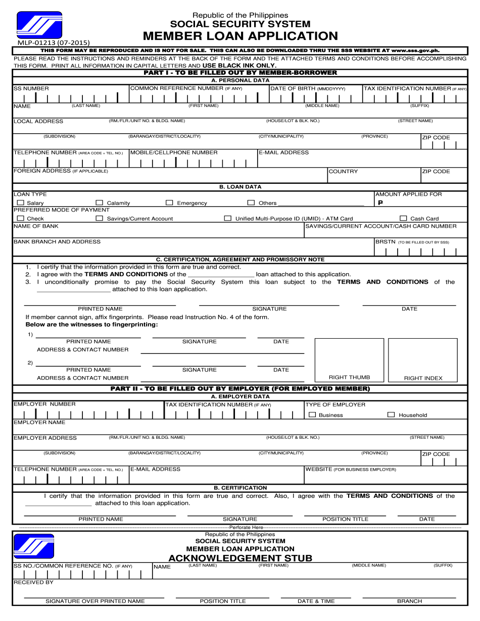 SSS Member Loan Application Form 