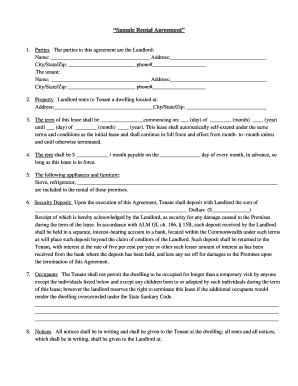 Massachusetts Residential Lease Agreement