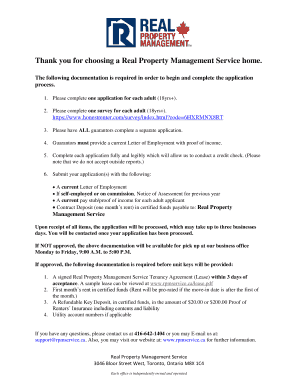 Real Property Management Service Rental Application