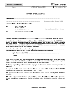 Letter of Guarantee for Corporate Purchasing