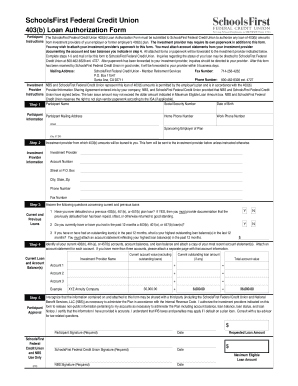 403(b) Loan Authorization Form