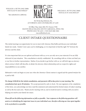 Family Law Client Intake Questionnaire