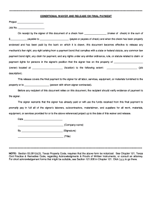Conditional Waiver and Release on Final Payment
