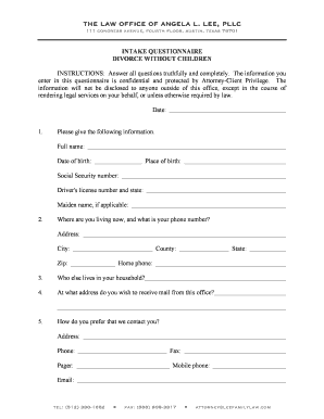 Divorce Intake Questionnaire