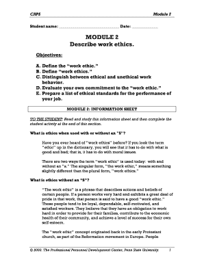 Work Ethics Education Module
