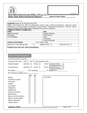 Home Peritoneal Dialysis Visit Form