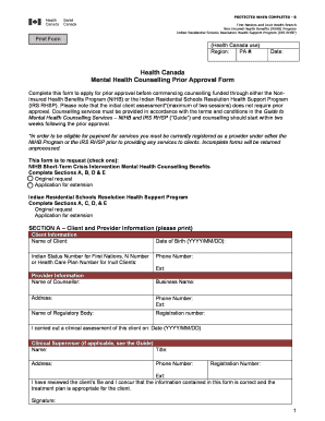 Mental Health Counselling Prior Approval Form