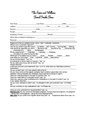 Facial Intake Form