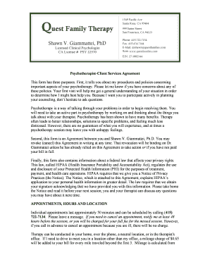 Psychotherapist-Client Services Agreement