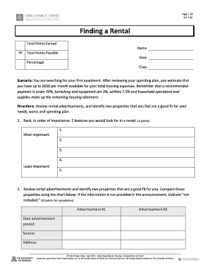 Rental Property Search Worksheet