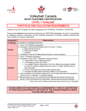 Volleyball Canada Level 1 Coaching Certification Portfolio