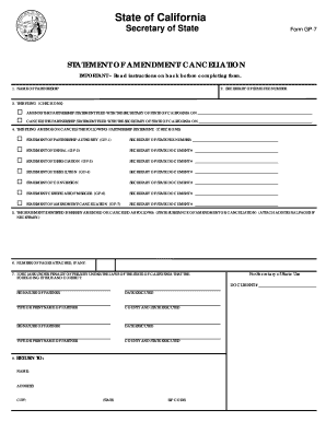 California Statement of Amendment/Cancellation (Form GP-7)