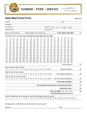 Daily Meal Count Form