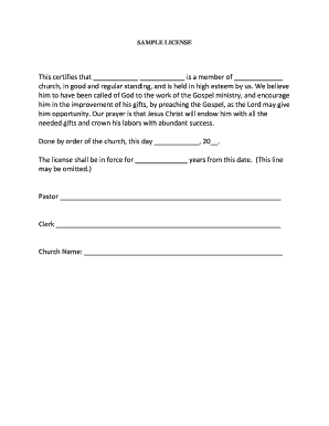 Church Ministry License