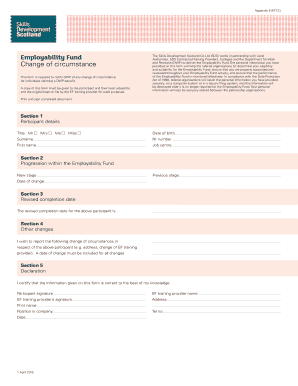 Employability Fund Change of Circumstance Form
