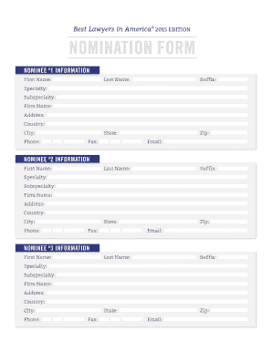 Best Lawyers in America Nomination Form