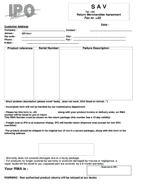 Return Merchandise Agreement