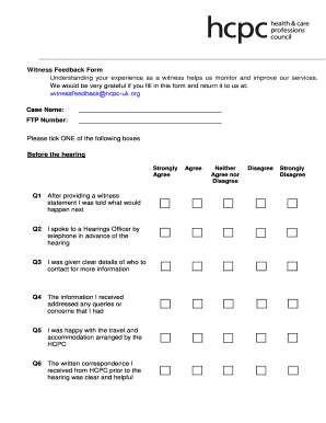 Witness Feedback Form