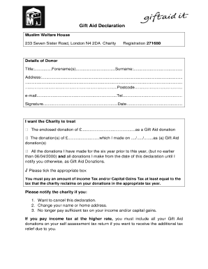 Gift Aid Declaration Form