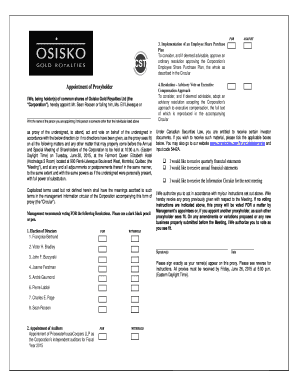 Proxy Form for Annual and Special Meeting of Shareholders