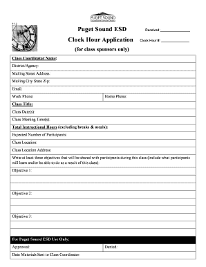 Puget Sound ESD Clock Hour Application