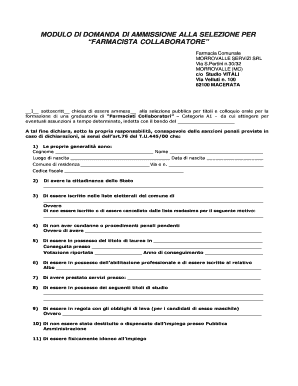 Allegato B - Modulo domanda bando farmacista