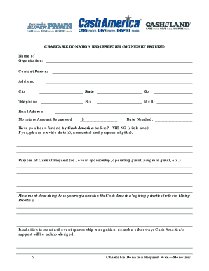 6-Charitable Donation Request Form Monetary - Cash America