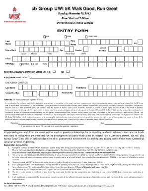CB Group UWI 5K Run & Walk Entry Form