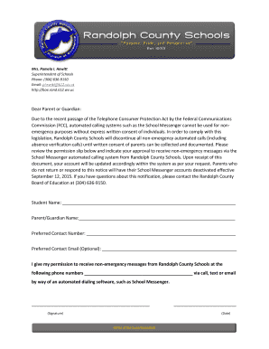 Randolph County Schools Permission Slip
