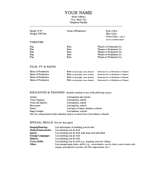 Actor Resume Template