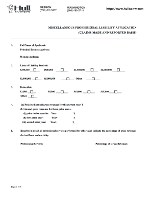 MISCELLANEOUS PROFESSIONAL LIABILITY bAPPLICATIONb bb