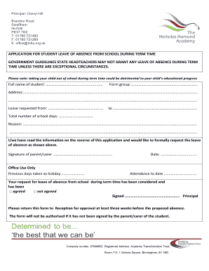 UK Student Leave of Absence Application Form