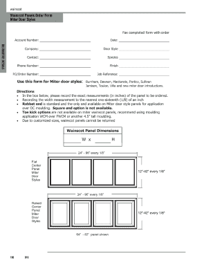 Wainscot Panels Order Form