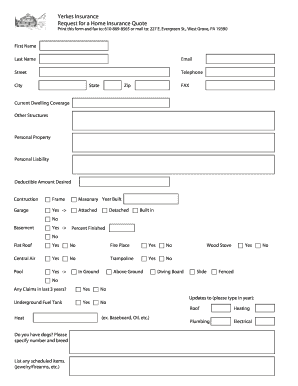 Home Insurance Quote Request